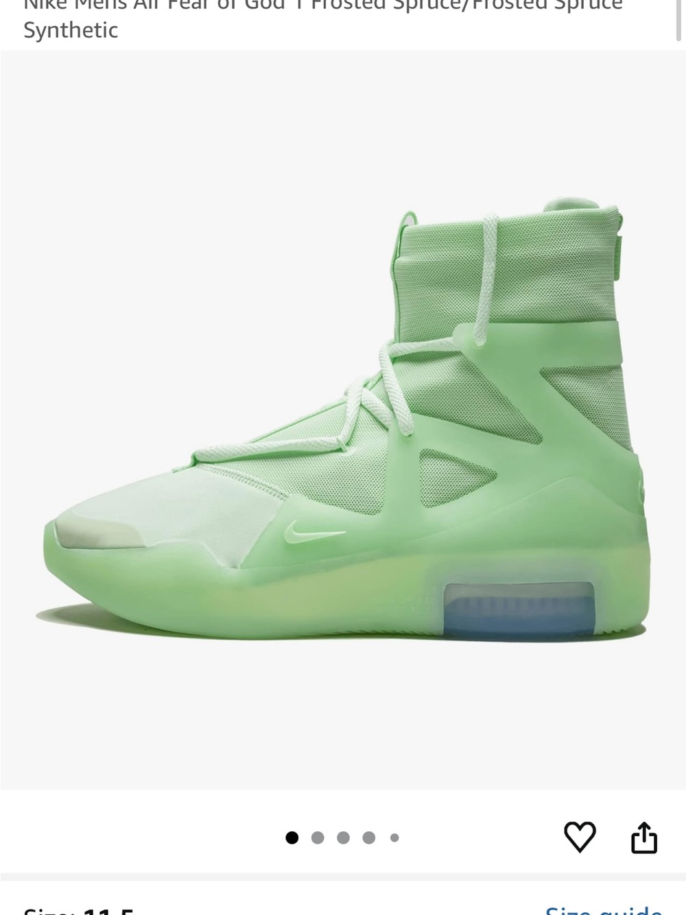 Nike Air Fear of God 1 Frosted Spruce Sneakers size 13